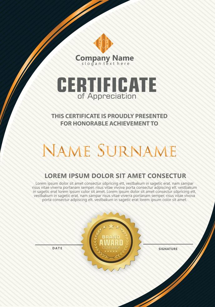 Vertical modern certificate template vector