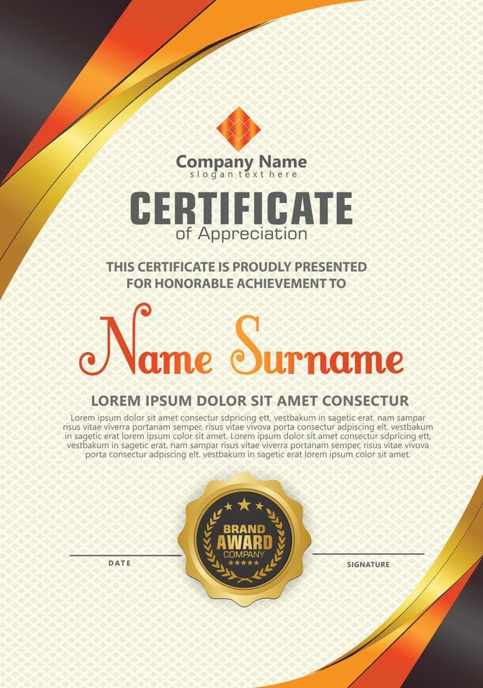 Vertical modern certificate template vector