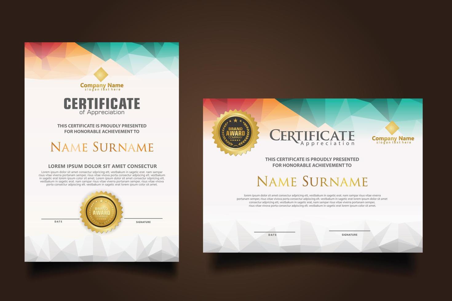 Set modern certificate template vector