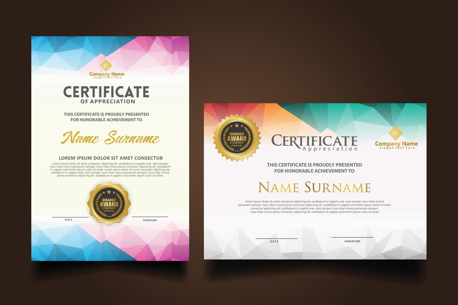 Set modern certificate template vector