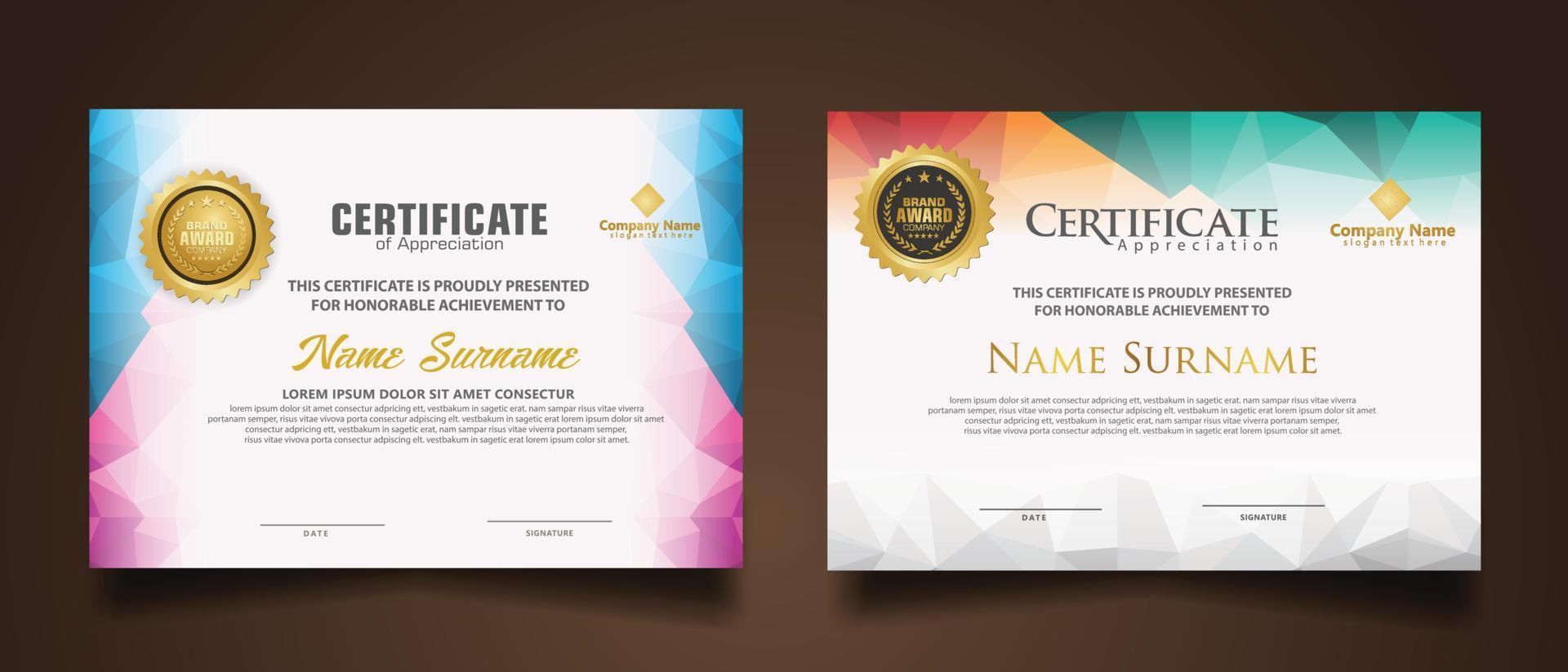 Set modern certificate template vector