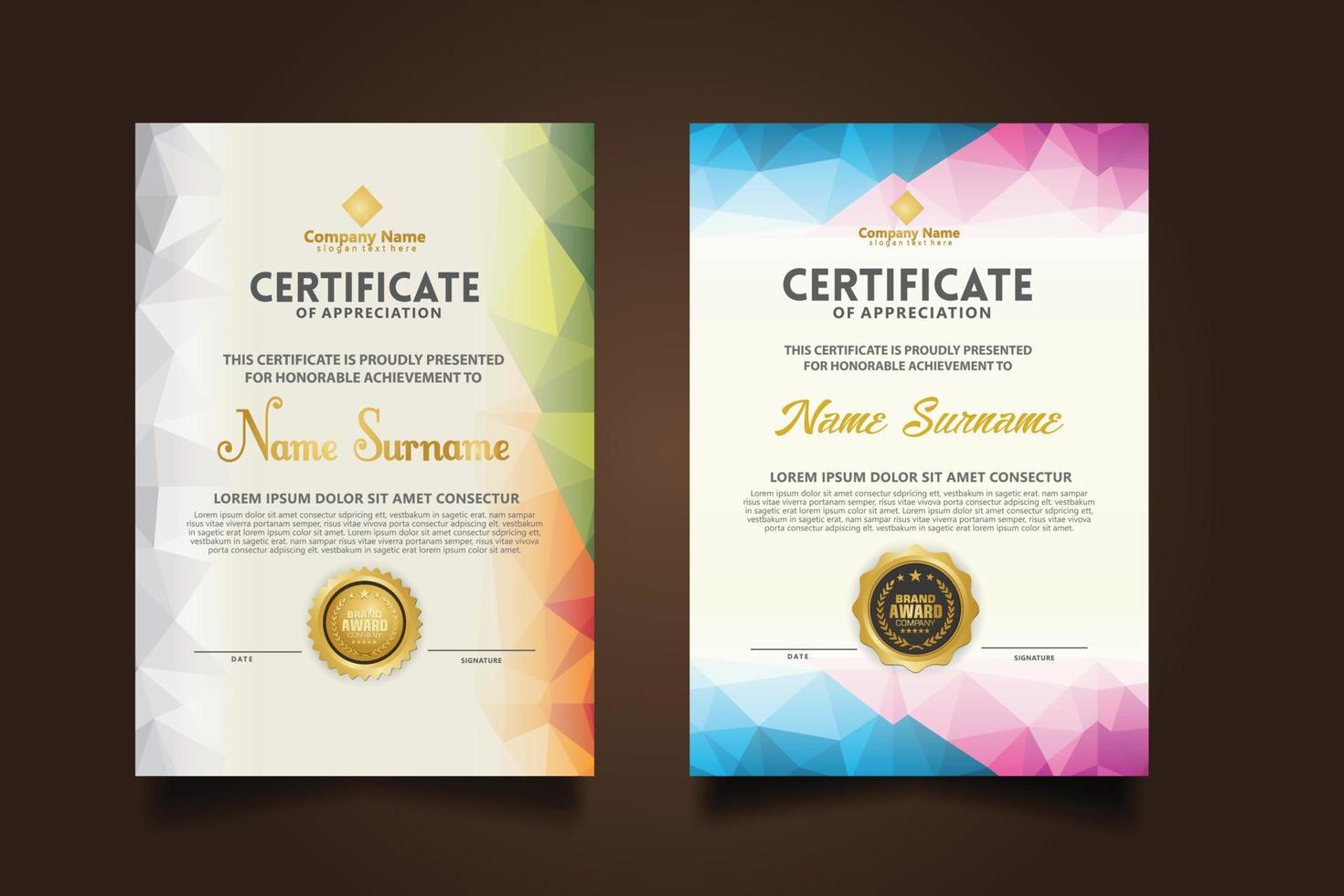 Set modern certificate template vector