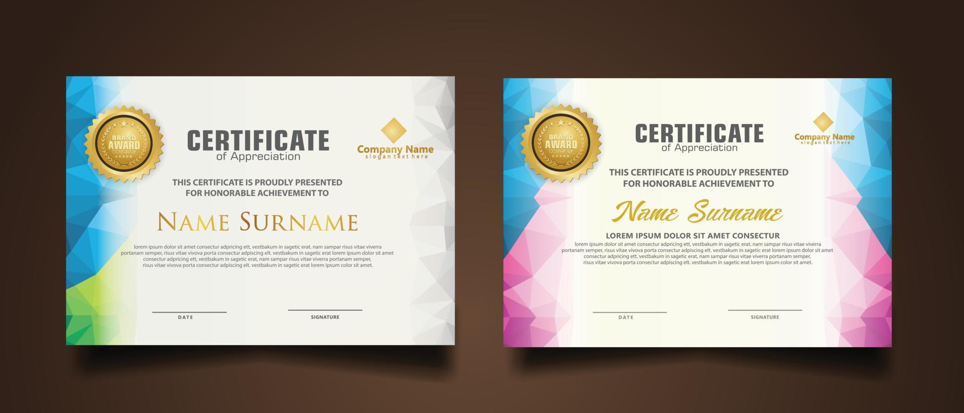 Set modern certificate template vector