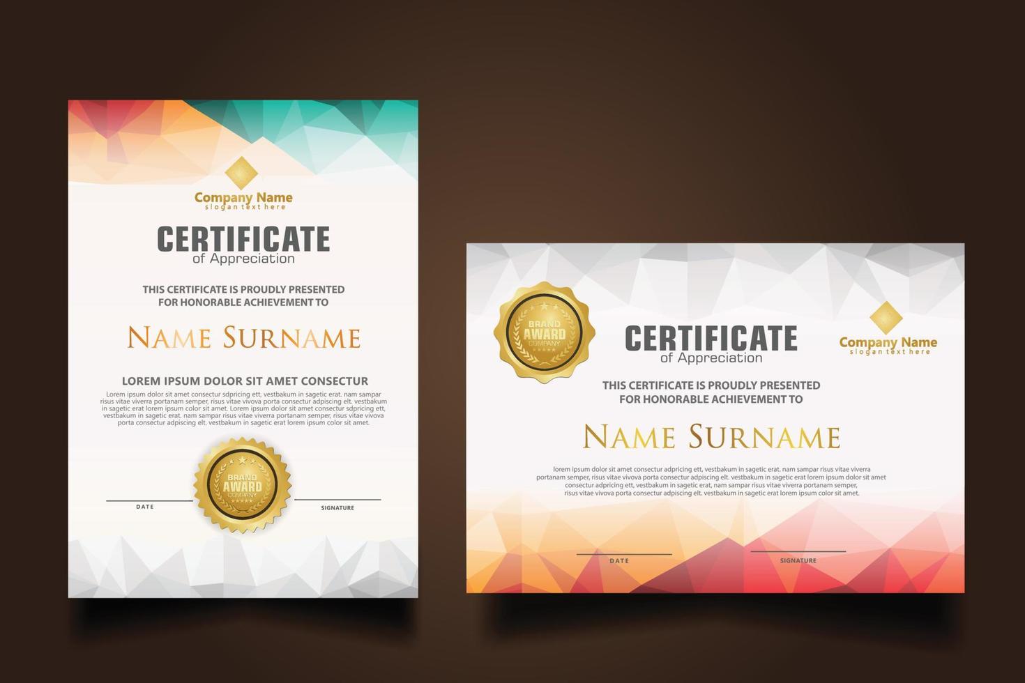 Set modern certificate template vector