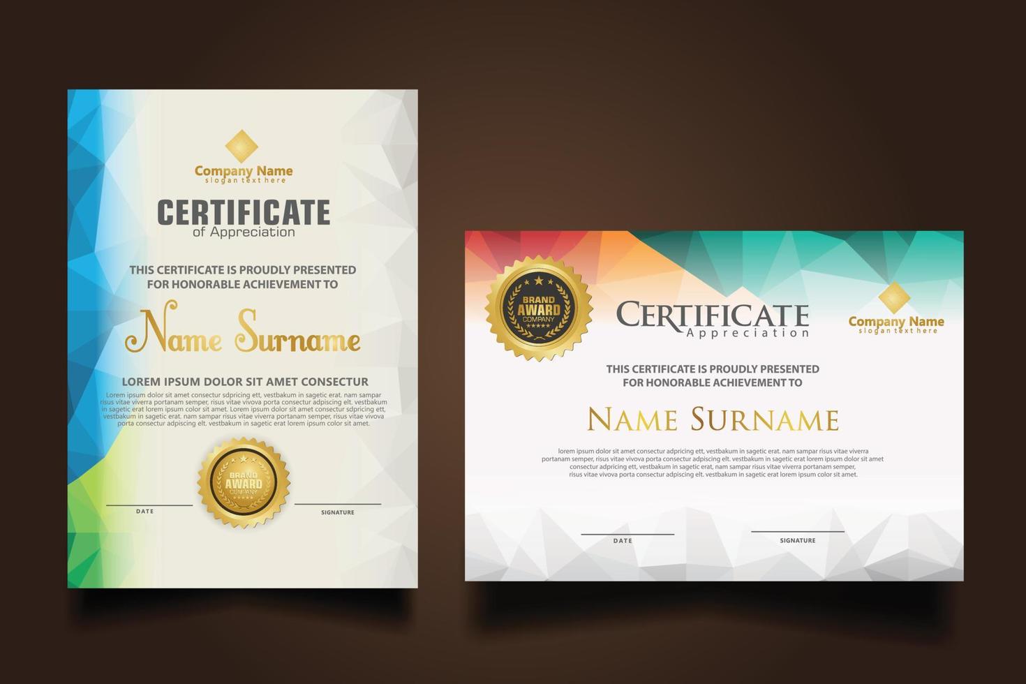 Set modern certificate template vector