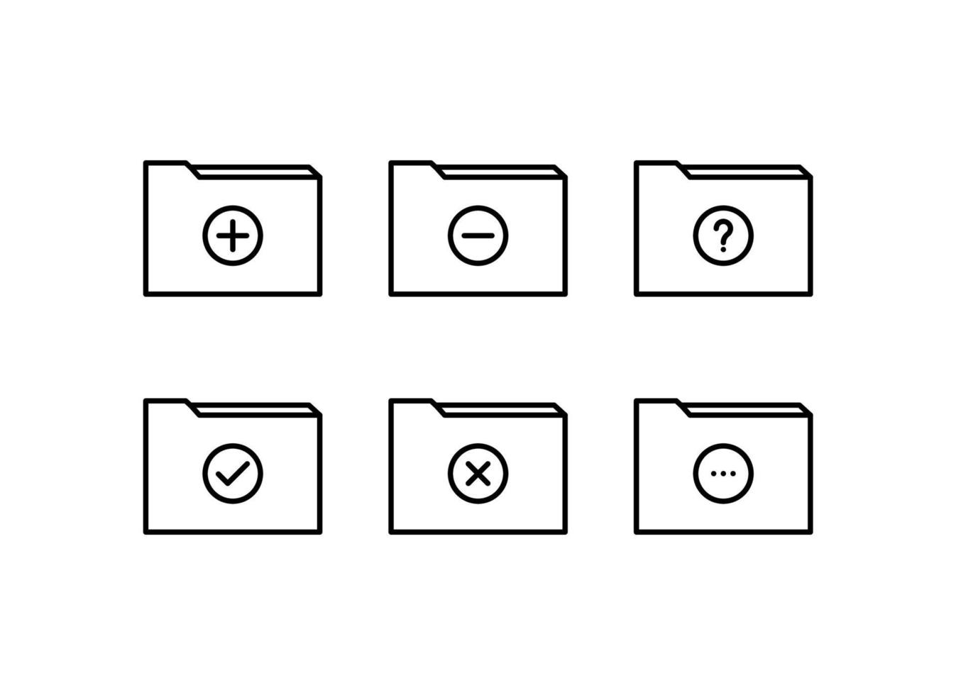 Folder flat line icons. Document file vector illustrations - business paper organizing, computer directory outline signs.