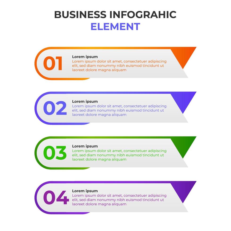 elemento de infografía empresarial degradado de cuatro pasos. plantilla de infografía. vector