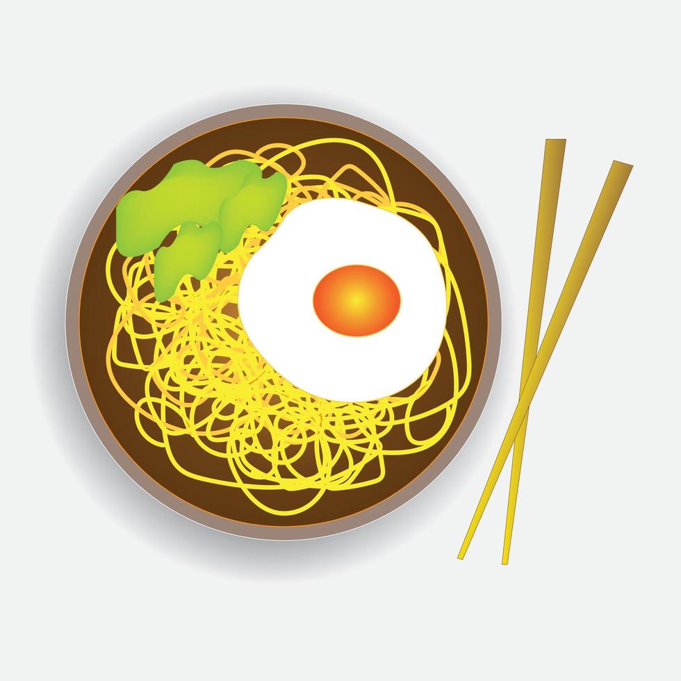 Noodle and egg cute food design vector