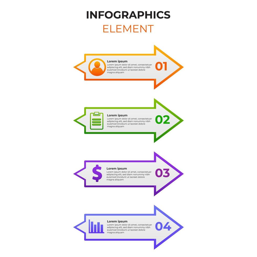 four steps gradient infographic element with business icon. infographic template vector