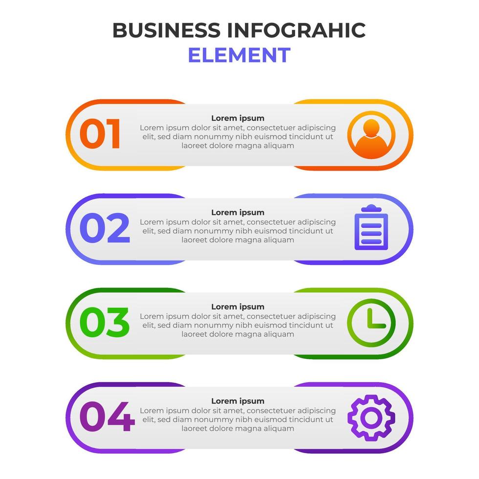 four steps gradient infographic element with business icon. infographic template. vector