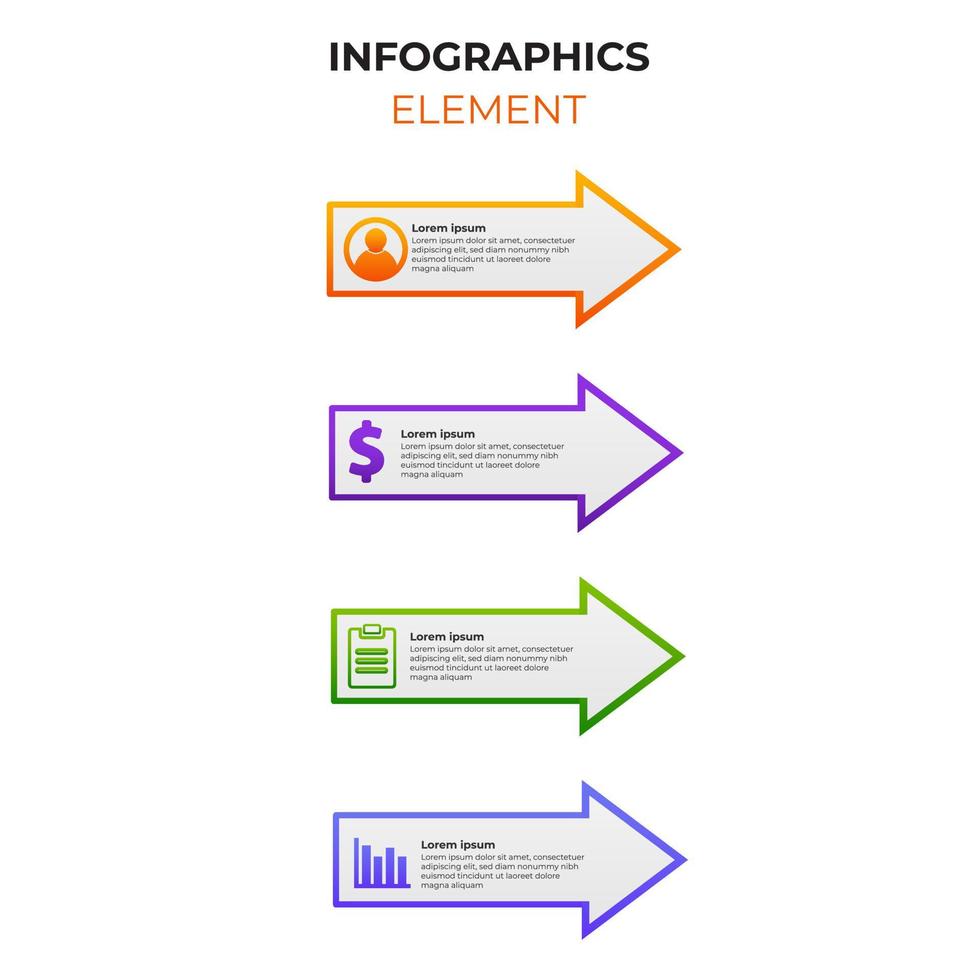 four steps gradient infographic element with business icon. infographic template vector