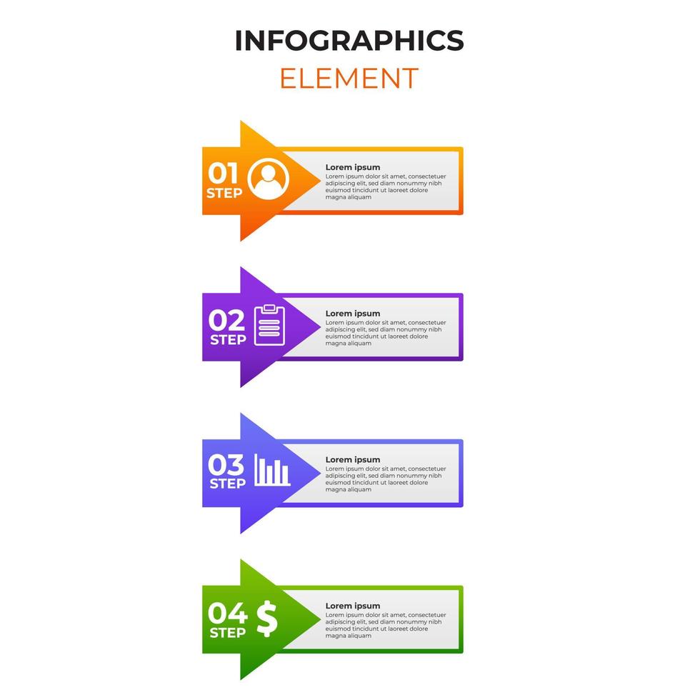 four steps gradient infographic element with business icon. infographic template vector