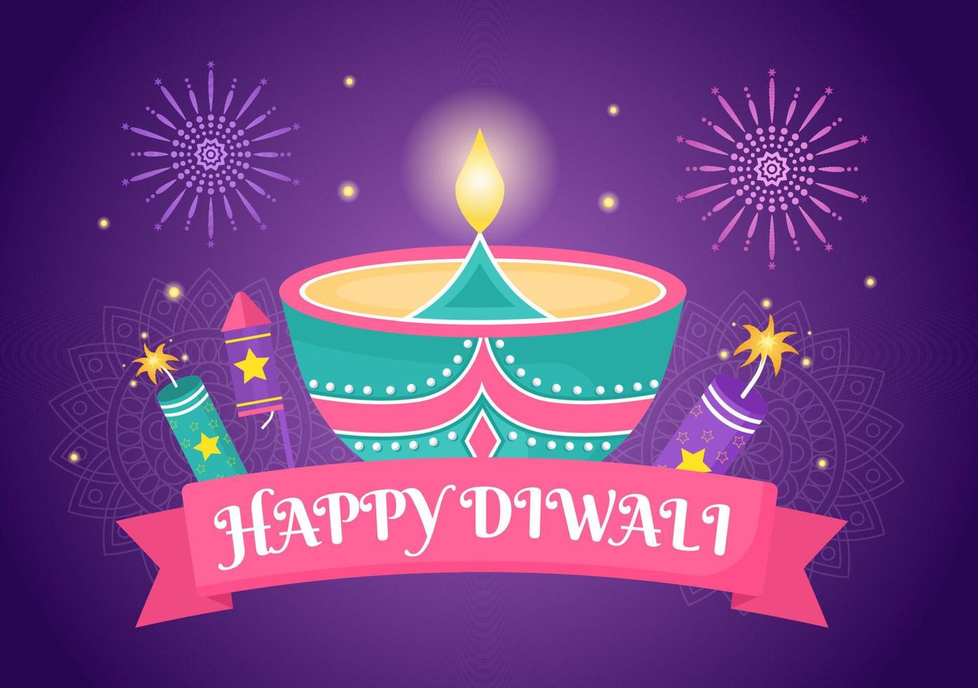 Indian Celebrating Diwali Day Background Vector Illustration