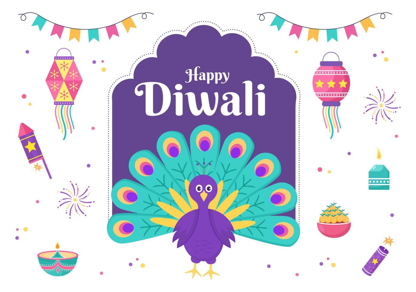 Ilustración de vector de fondo indio celebrando el día de diwali