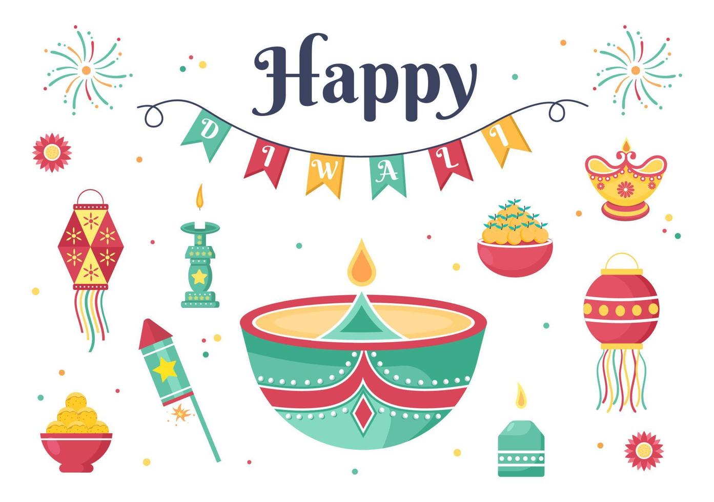 Indian Celebrating Diwali Day Background Vector Illustration