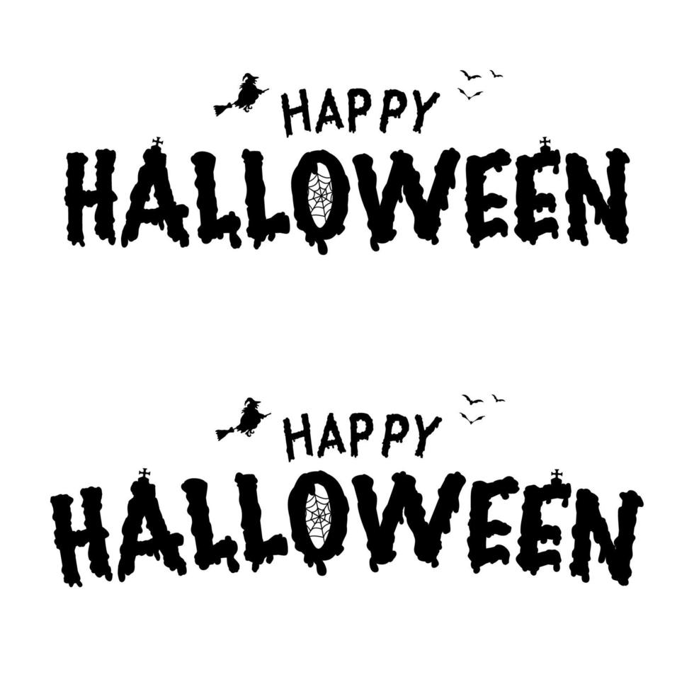 banner de texto de feliz halloween. cartel de caligrafía de letras de vacaciones, tarjeta de felicitación, invitación a una fiesta. vector eps 10 ilustración aislada