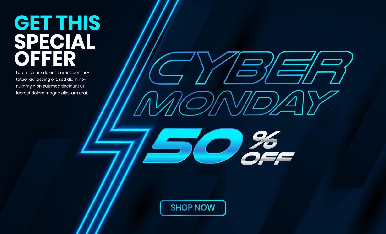 Sale banner template design, Cyber Monday sale up to 50 percent off vector