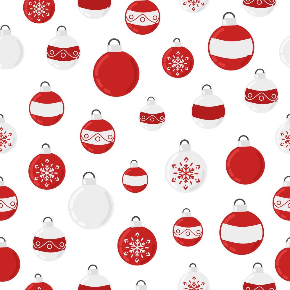 Christmas holiday vector seamless pattern with red christmas balls. For printing on textile, wrapping paper, scrapbook.