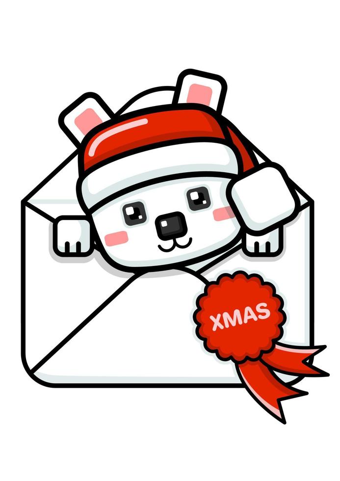 Cube Style Cute Polar Bear In An Envelope vector