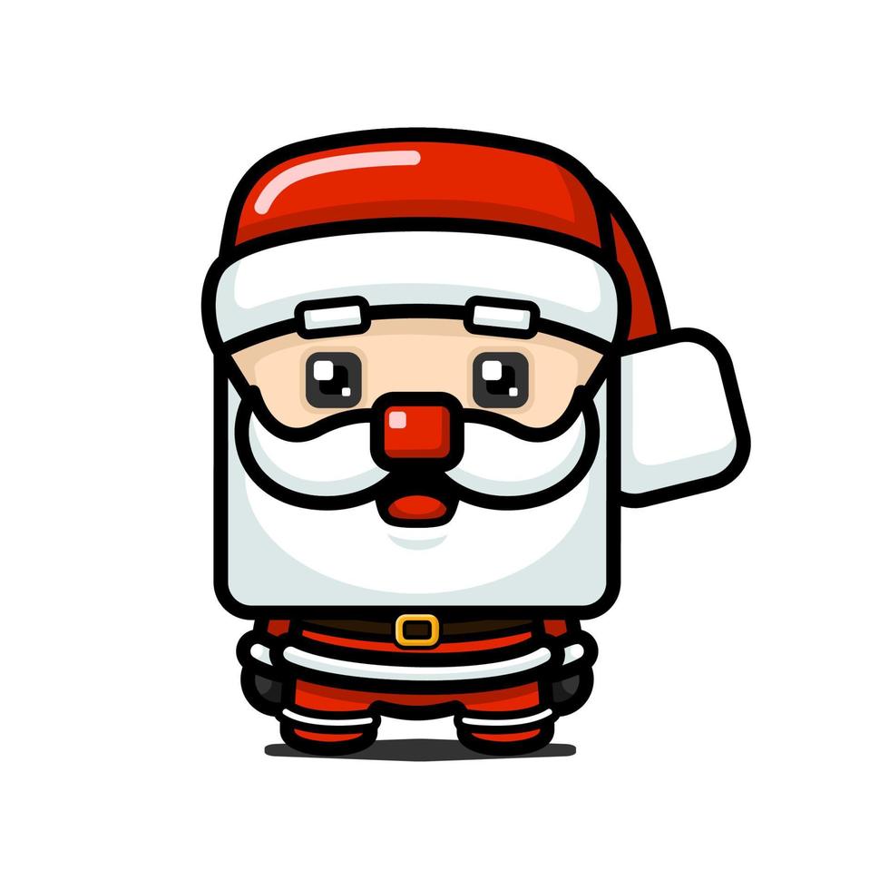 Cube Style Cute Santa Claus Character vector