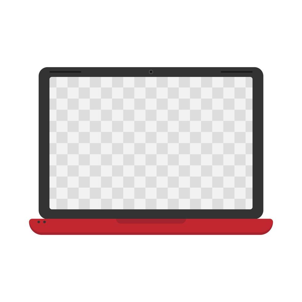 Red color laptop mockup vector flat design