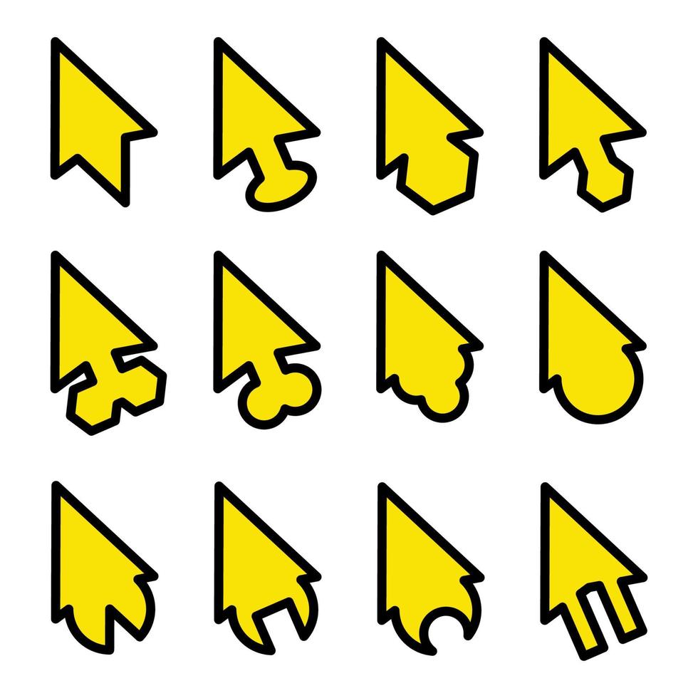 conjunto de colección de iconos de cursor de color negro y dorado 2 vector