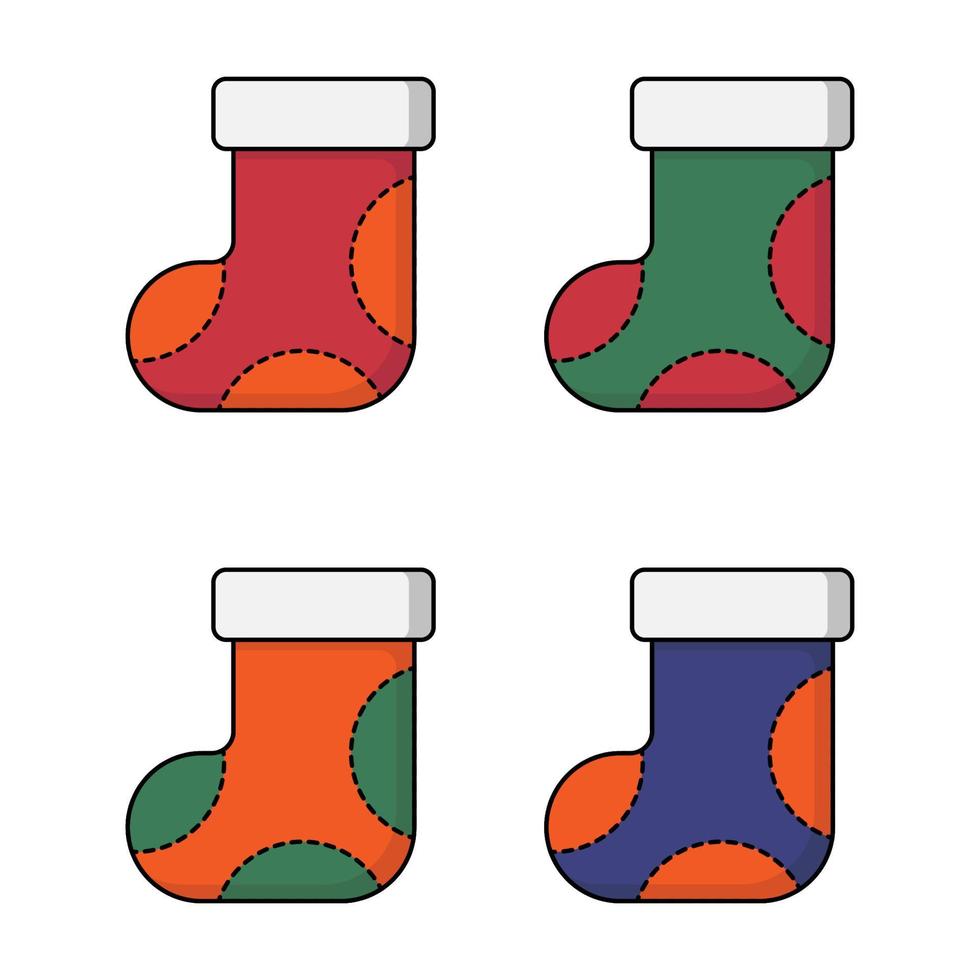 Christmas socks illustration vector collection set 2