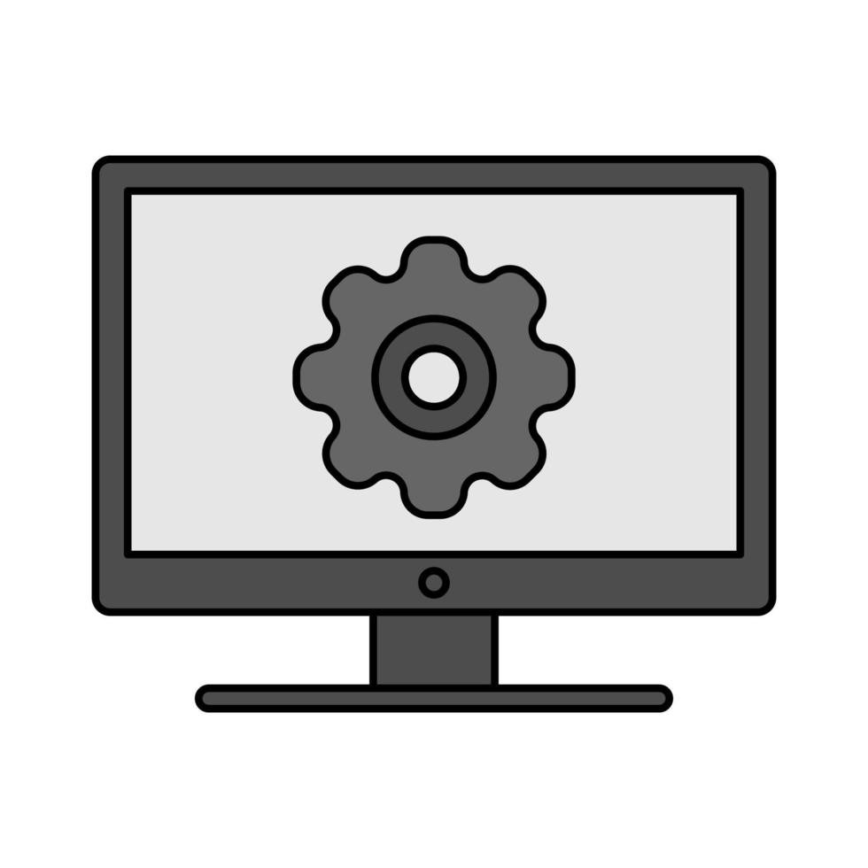 Vector of illustration of computer monitor for setting tools