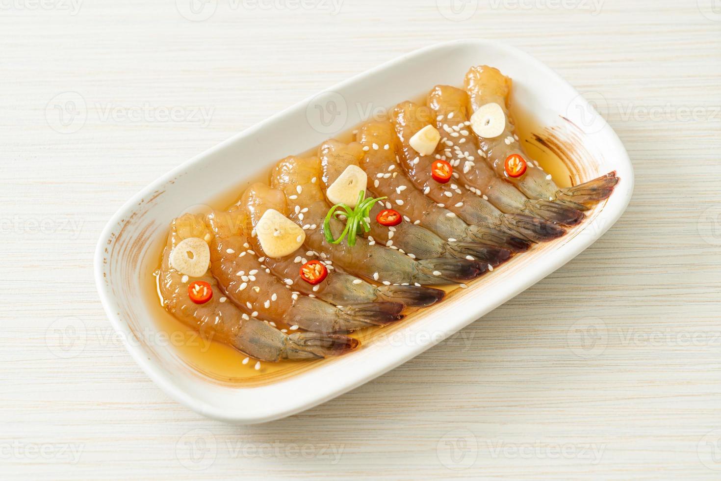 Korean Style Pickled Prawns or  Korean Soy Sauce Pickled Shrimp photo