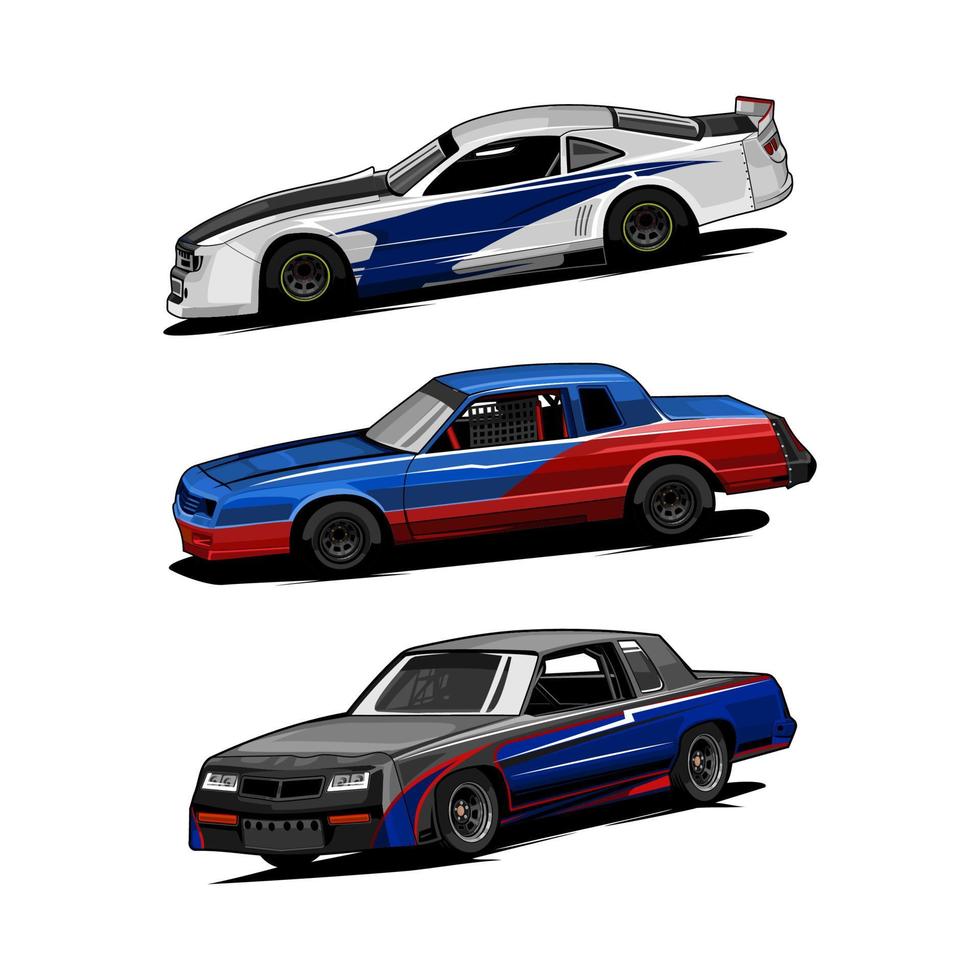 stock car racing set bundle collection vector