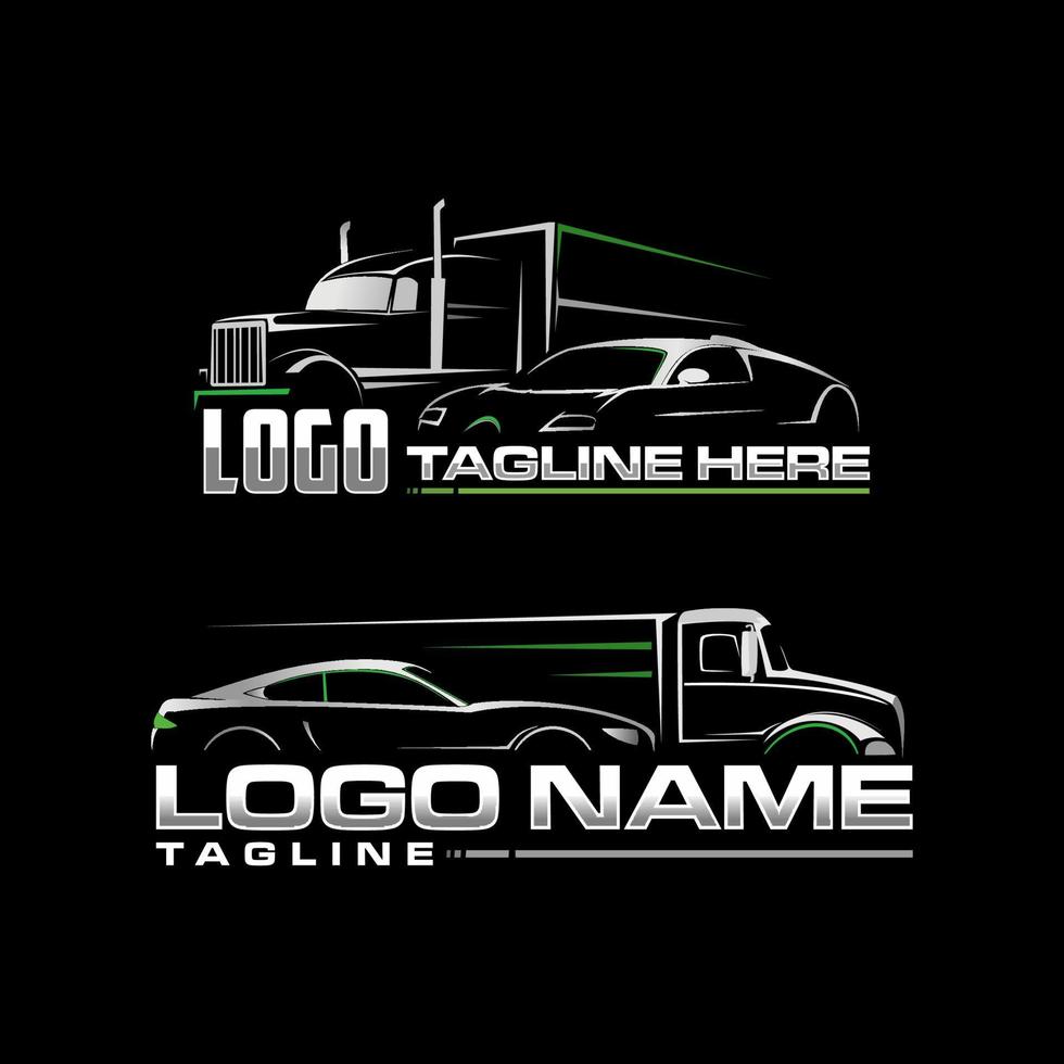 semi truck and car logo automotive vector