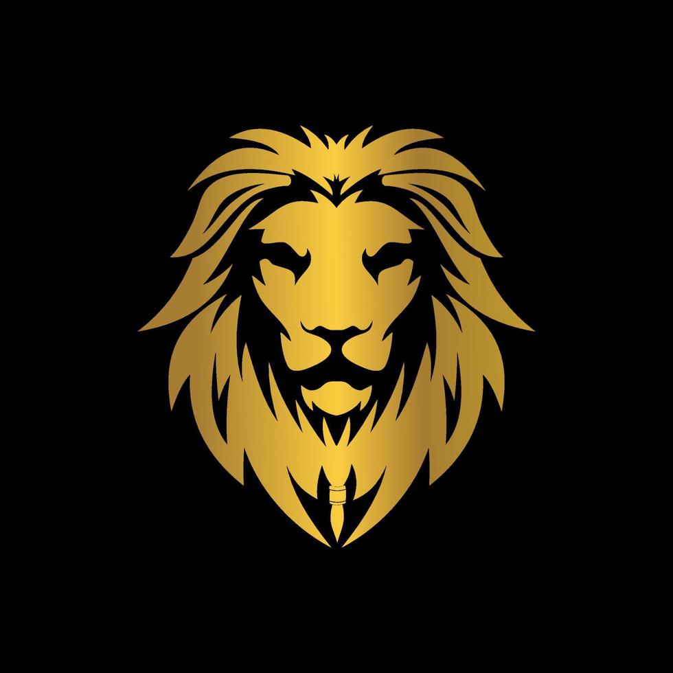 king lion head gold color vector