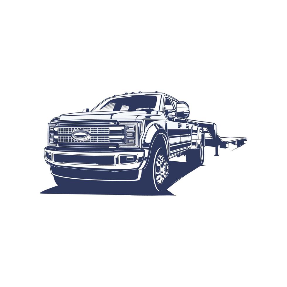 pickup truck pull trailer on a white background vector