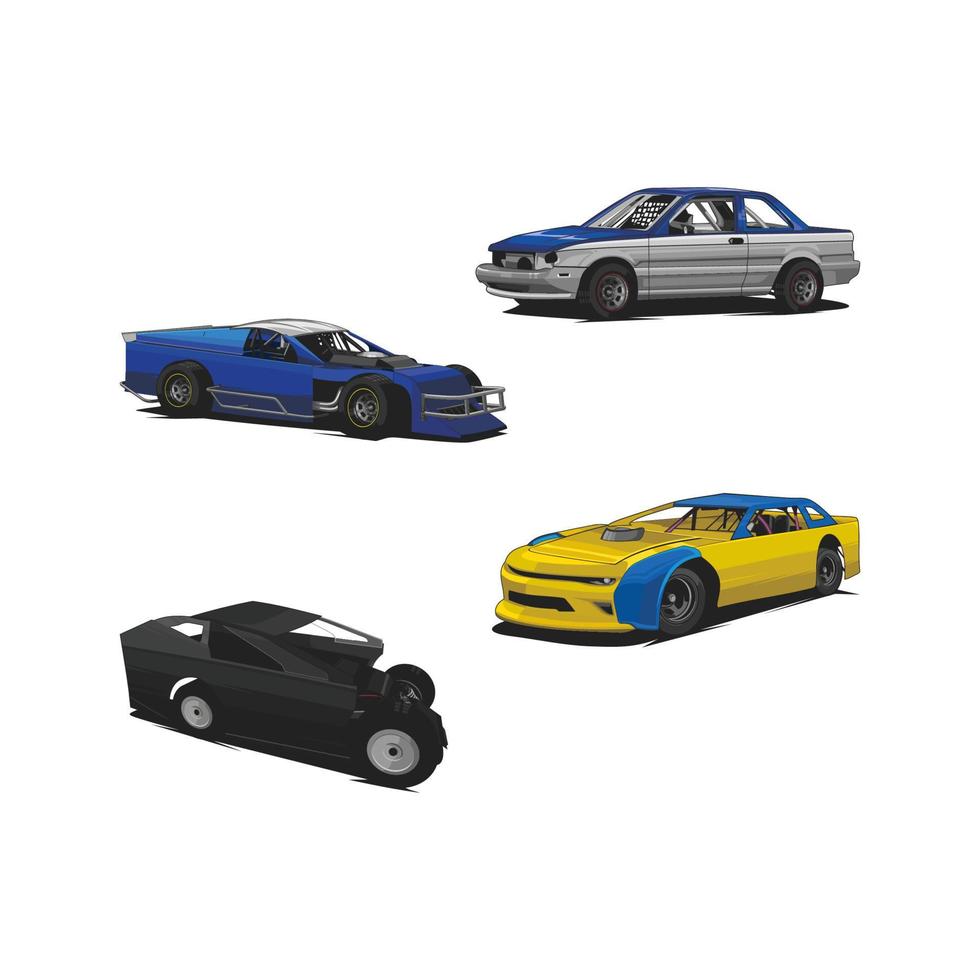 stock car racing set bundle collection vector