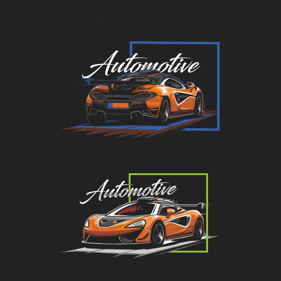 diseño de camiseta de color naranja de coche deportivo vector