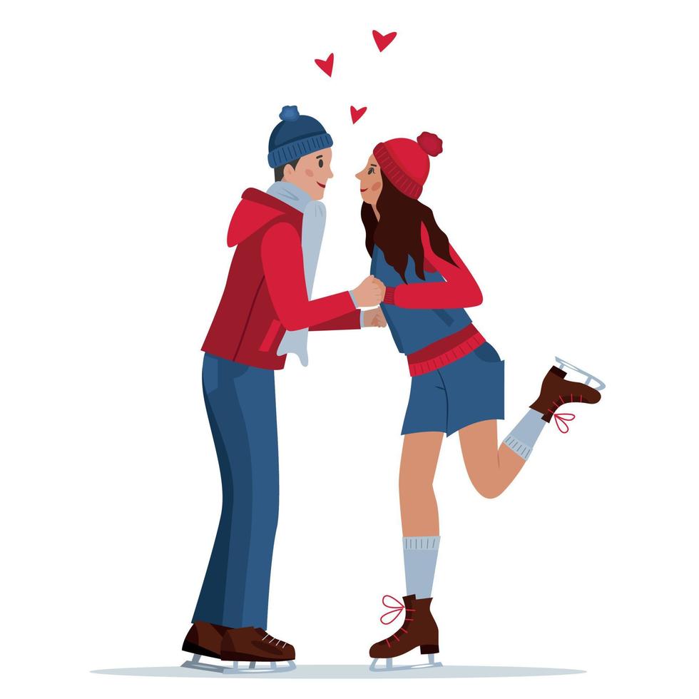 A couple of lovers are skating. Winter sport. Leisure. The concept of a festive pastime. Vector. vector