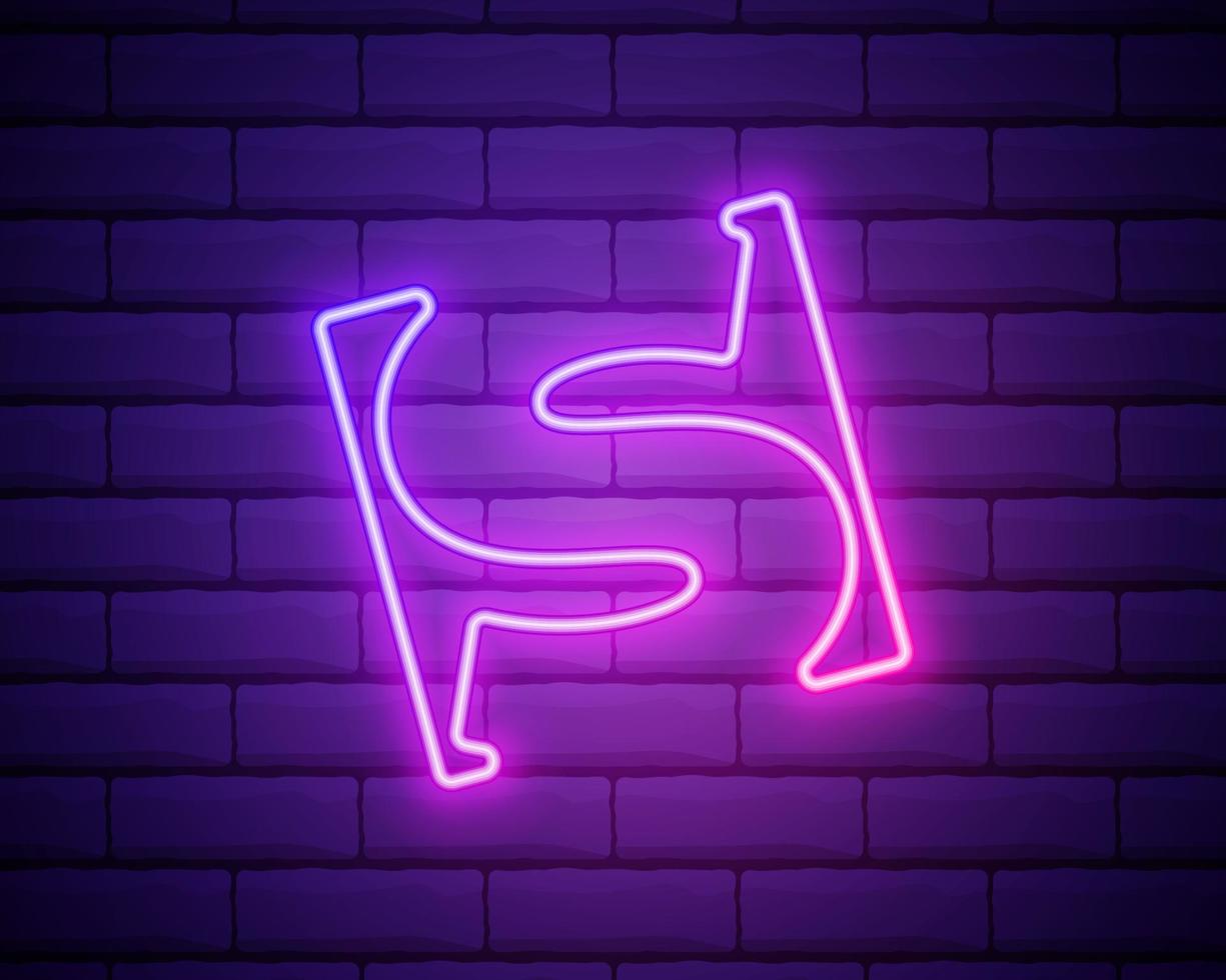 Letter S neon Initial logo icon design template. Elegant, modern, luxury, premium vector isolated on brick wall.