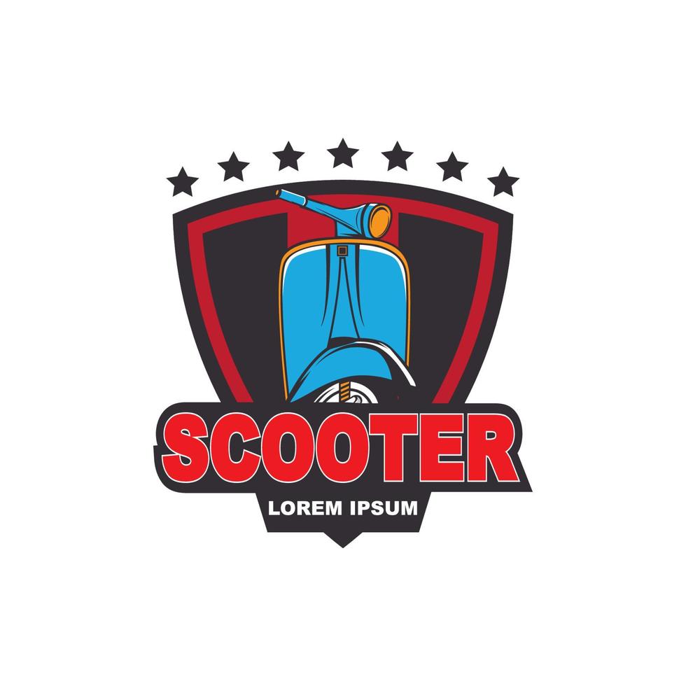 Vespa scooter logo template, retro scooter logo vintage vector