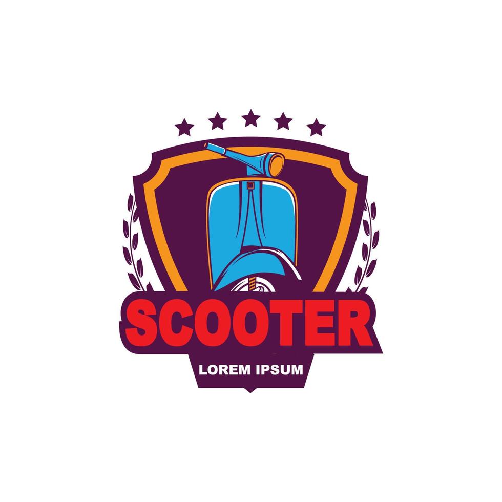 Vespa scooter logo template, retro scooter logo vintage vector