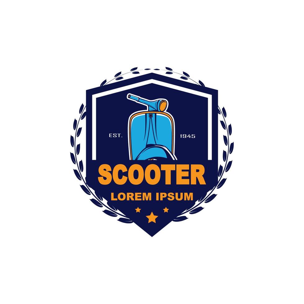 Vespa scooter logo template, Retro scooter logo vintage vector