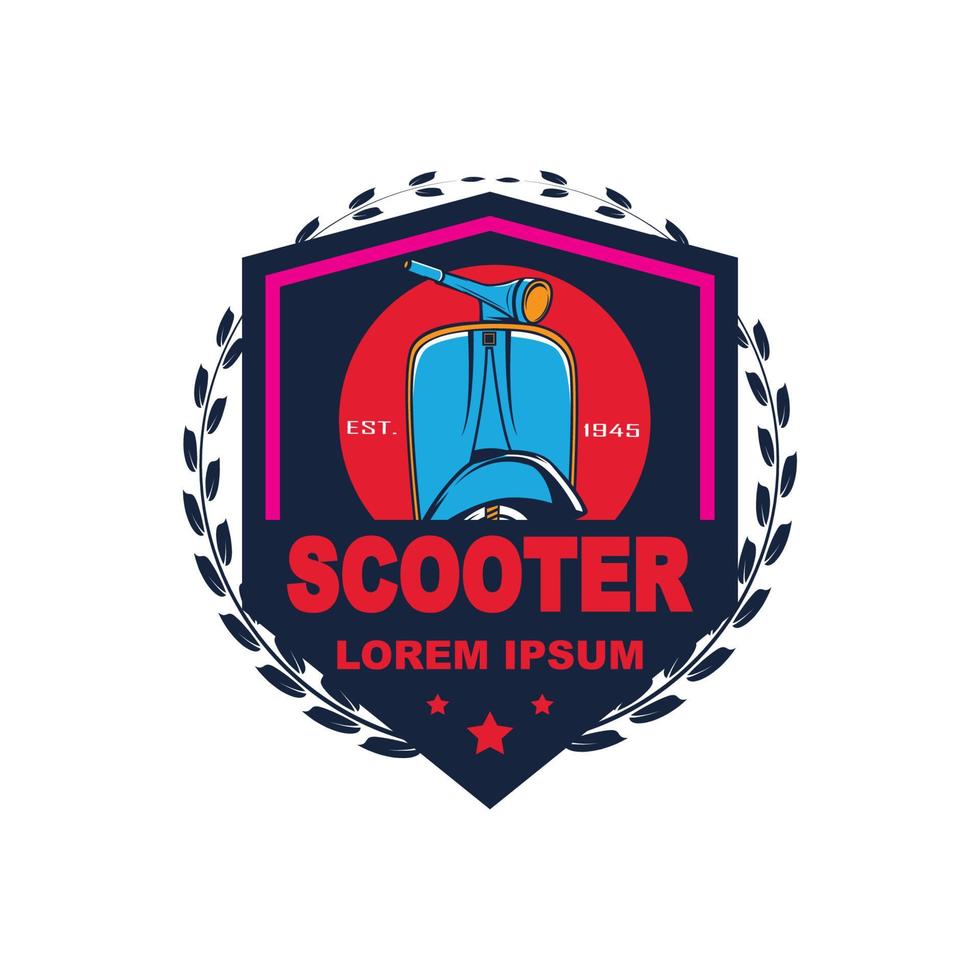 Vespa scooter logo template, retro scooter logo vintage vector