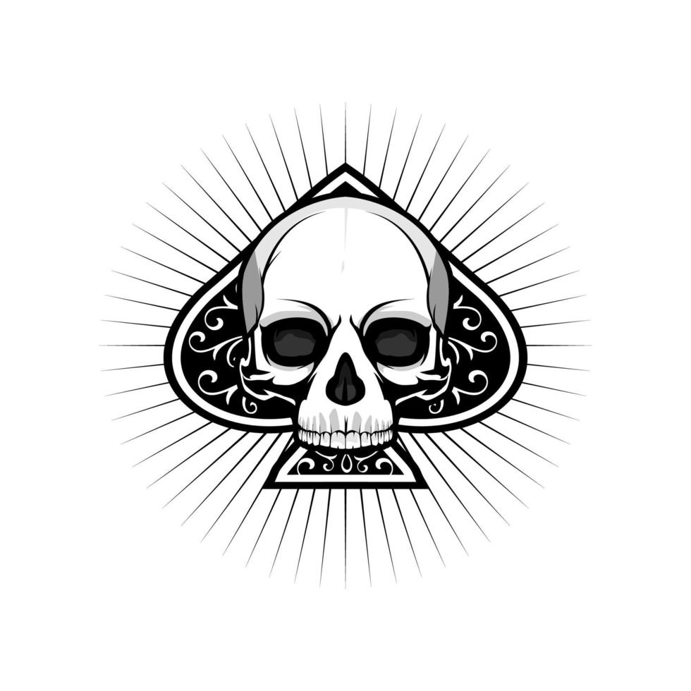 skull ace black and white vector