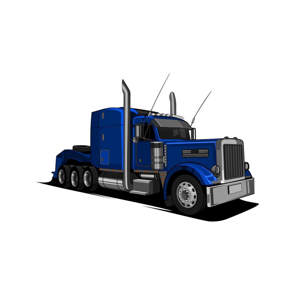 head semi truck vector side view