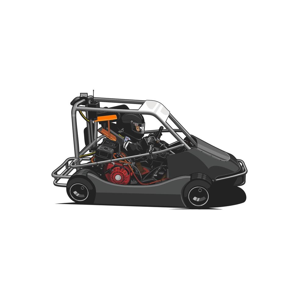 go kart race side view vector