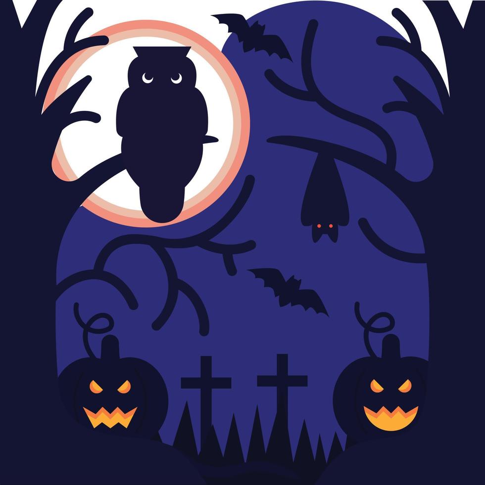 halloween owl illustration vector