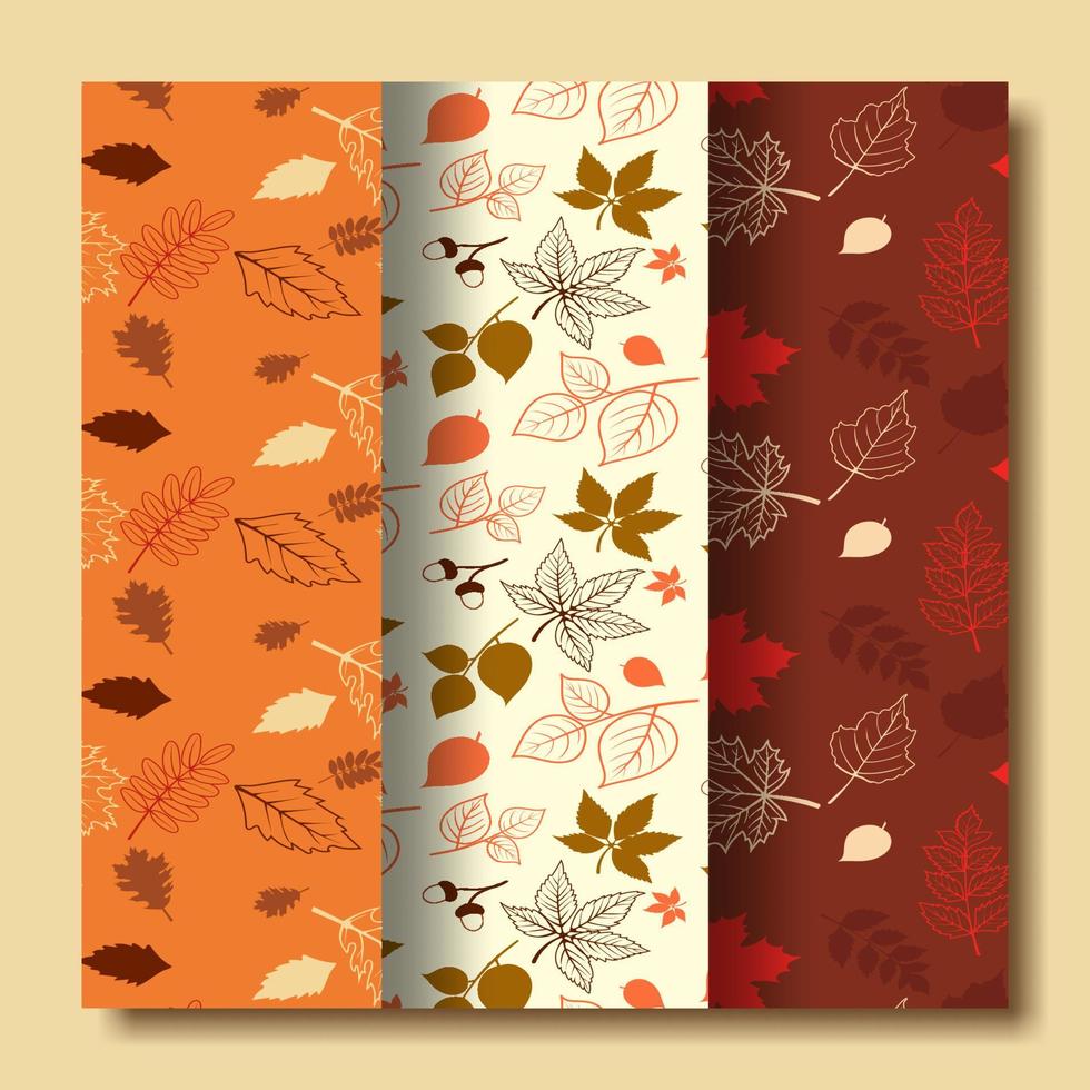 Seamless pattern with set of autumn leaves vector