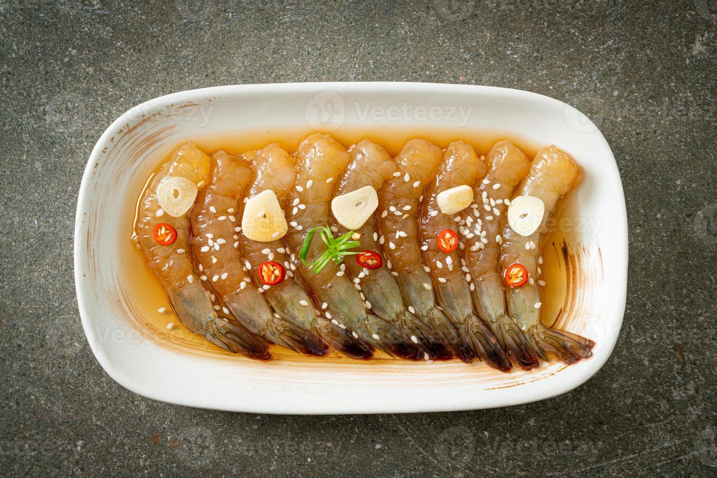 Korean Style Pickled Prawns or  Korean Soy Sauce Pickled Shrimp photo