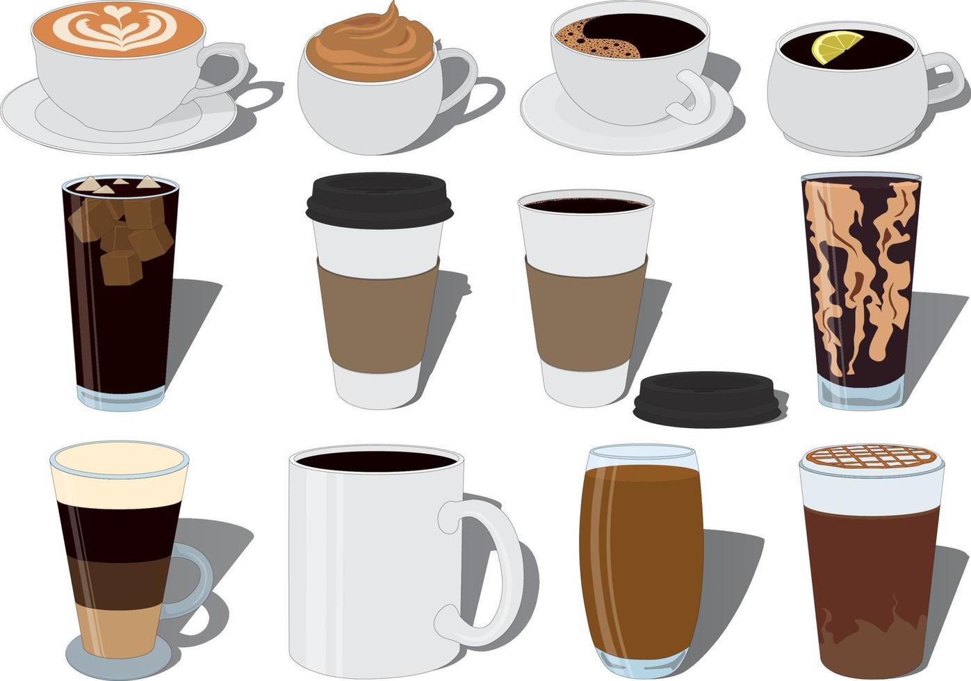 Coffee recipes collection vector illustration