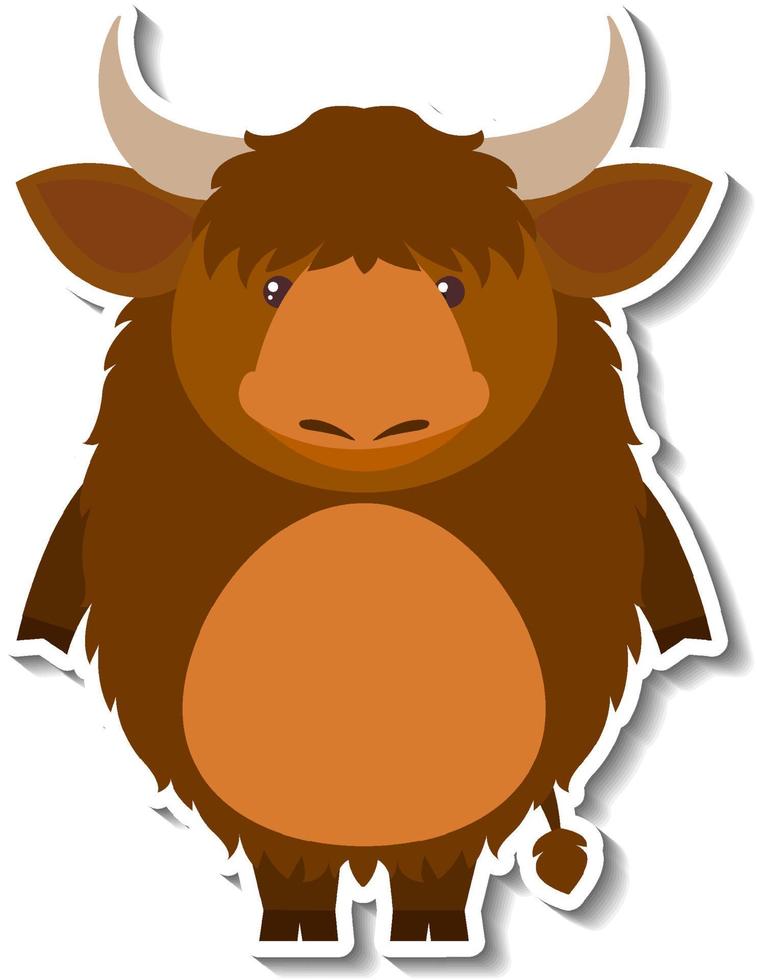 una linda pegatina de animal de dibujos animados de toro o búfalo vector