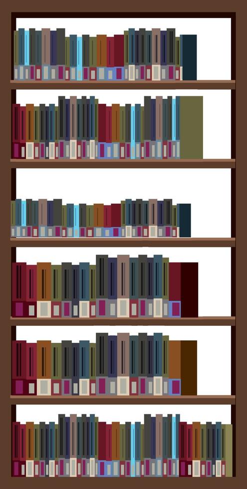 Bookcase with books on white background vector